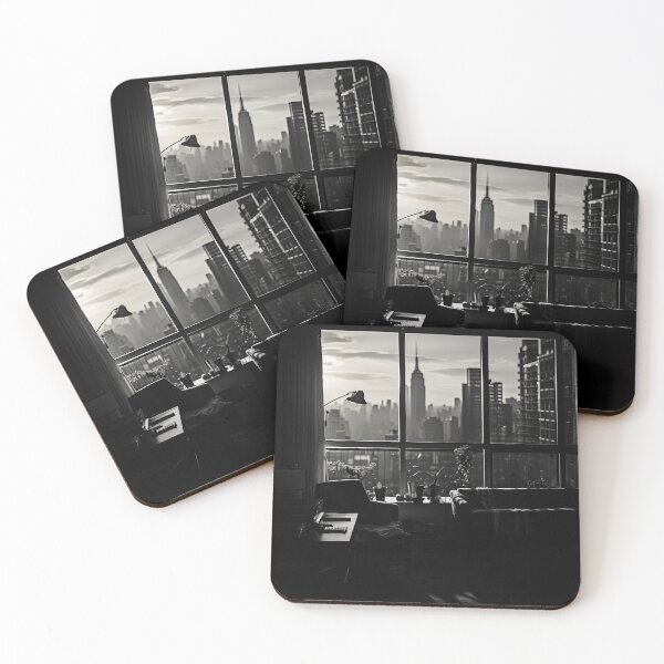 Item preview, shadowy noir style manhattan apartment print designed and sold by dcrc.