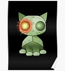 Robokitty Robot Cat Green Poster