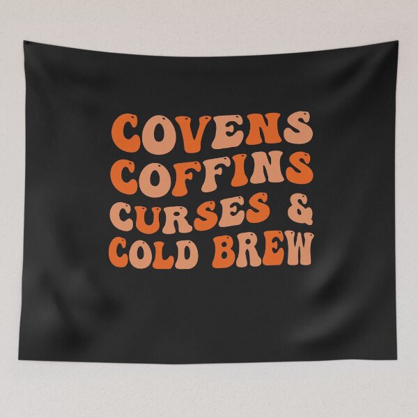 Item preview, Groovy Covens Coffins Curses Cold Brew Fall Halloween Spooky designed and sold by Pitchou07.