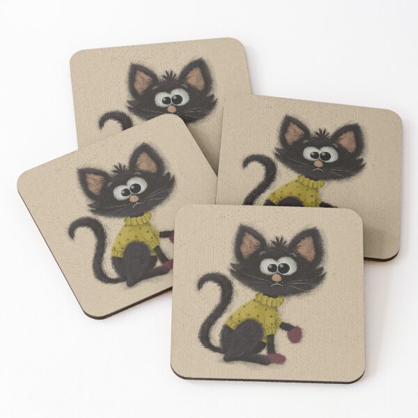 Item preview, Black kitten on a beige texture background designed and sold by Yuliya Papova.