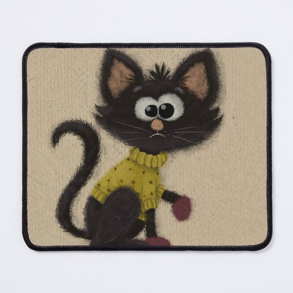 Item preview, Black kitten on a beige texture background designed and sold by Yuliya Papova.