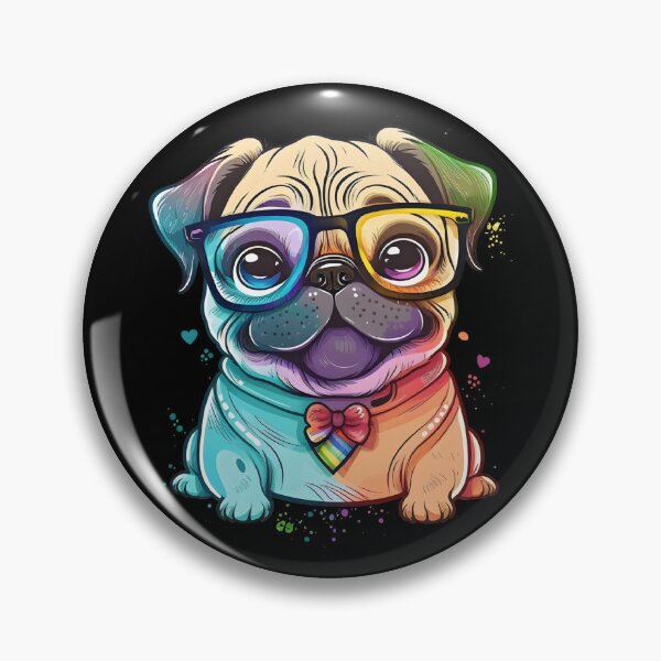 Item preview, Colorful Kawaii Pug Nerd designed and sold by Leonardo Palumbo.