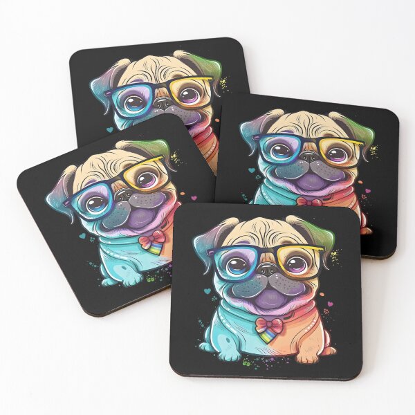 Item preview, Colorful Kawaii Pug Nerd designed and sold by Leonardo Palumbo.