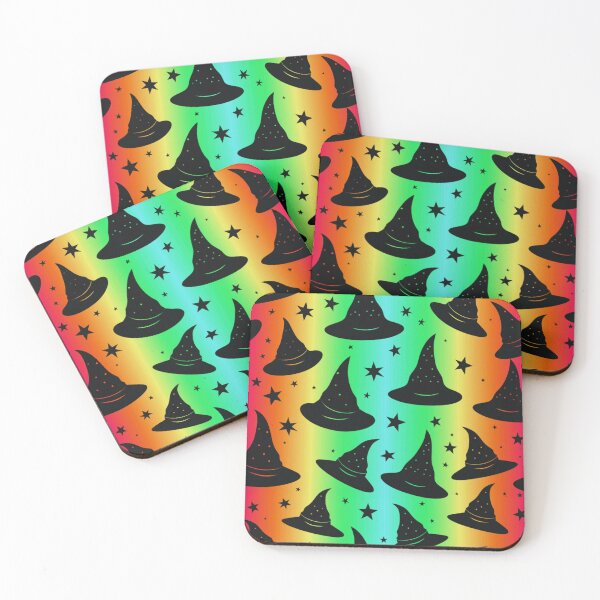 Item preview, Witch hat pattern - neon rainbow designed and sold by InkishDelight.