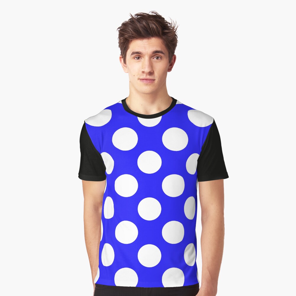 royal blue polka dot shirt