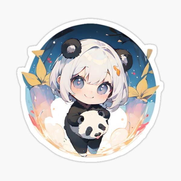 Kawaii Anime Girl Wearing Panda Costume Sticker for Sale by Nightarcade