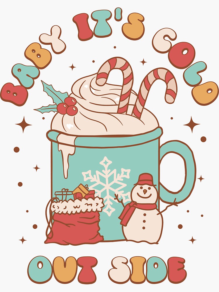 Baby it's cold outside! - cute retro vintage christmas print Sticker for  Sale by Neehovv