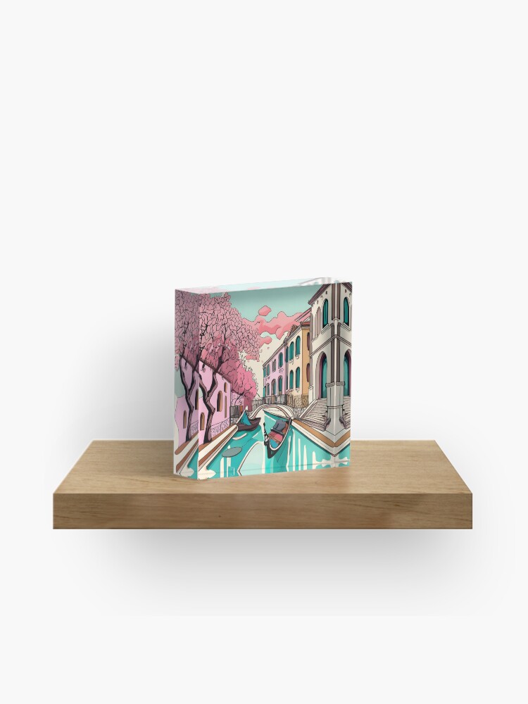Thumbnail 1 of 5, Acrylic Block, Old Traditional Venice House Ink Drawing designed and sold by Patricks-Art.
