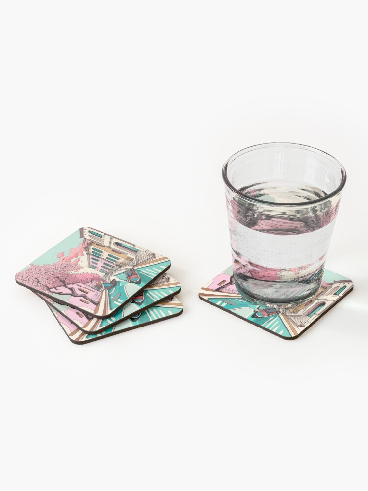 Thumbnail 2 of 5, Coasters (Set of 4), Old Traditional Venice House Ink Drawing designed and sold by Patricks-Art.