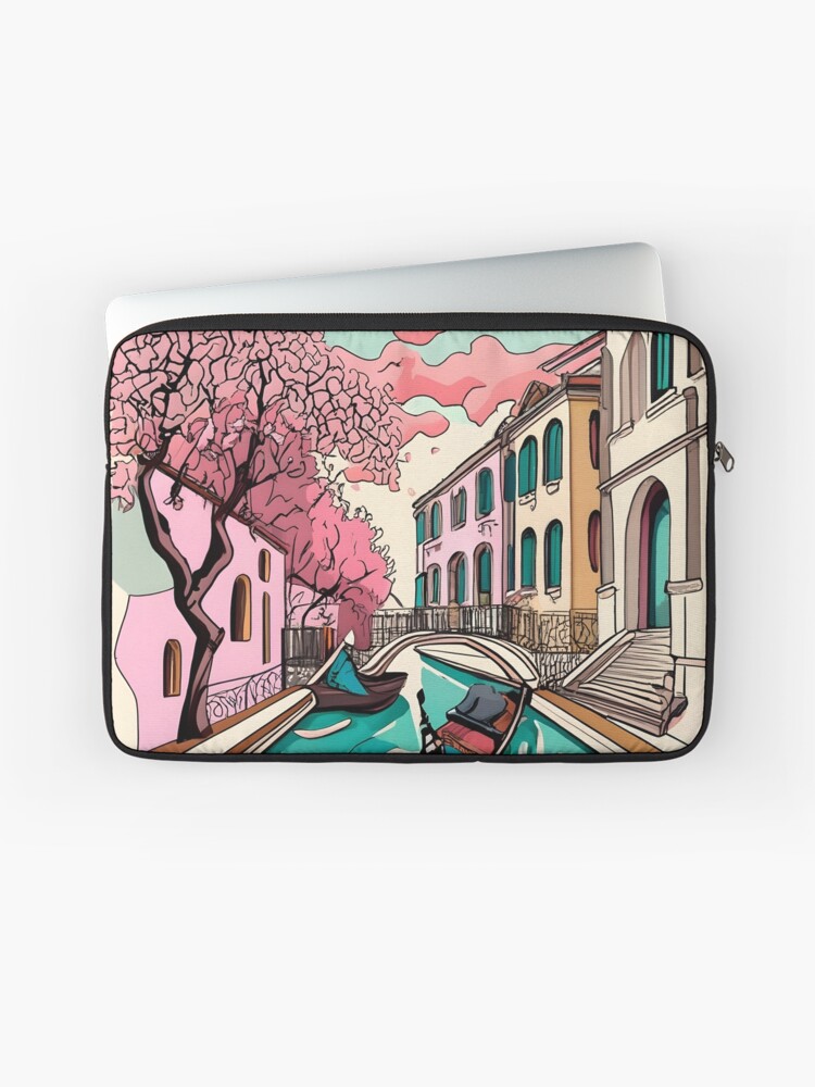Thumbnail 1 of 2, Laptop Sleeve, Old Traditional Venice House Ink Drawing designed and sold by Patricks-Art.