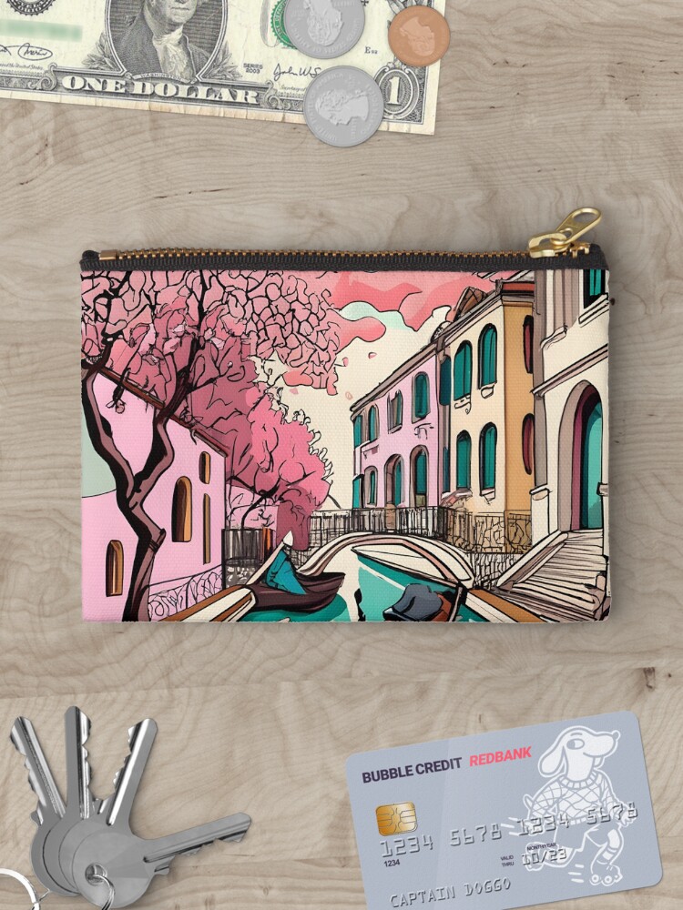 Thumbnail 3 of 4, Zipper Pouch, Old Traditional Venice House Ink Drawing designed and sold by Patricks-Art.