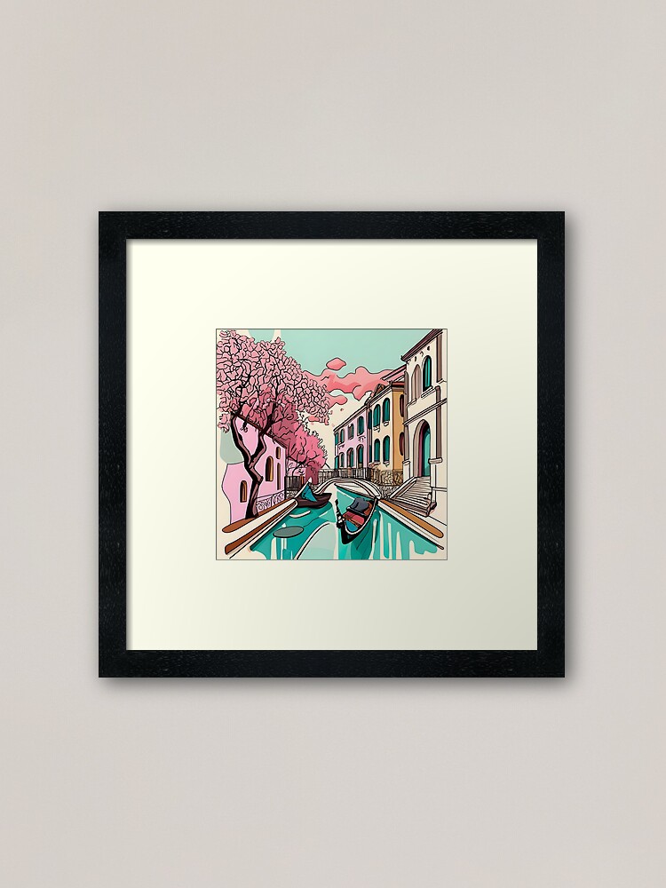 Thumbnail 1 of 7, Framed Art Print, Old Traditional Venice House Ink Drawing designed and sold by Patricks-Art.