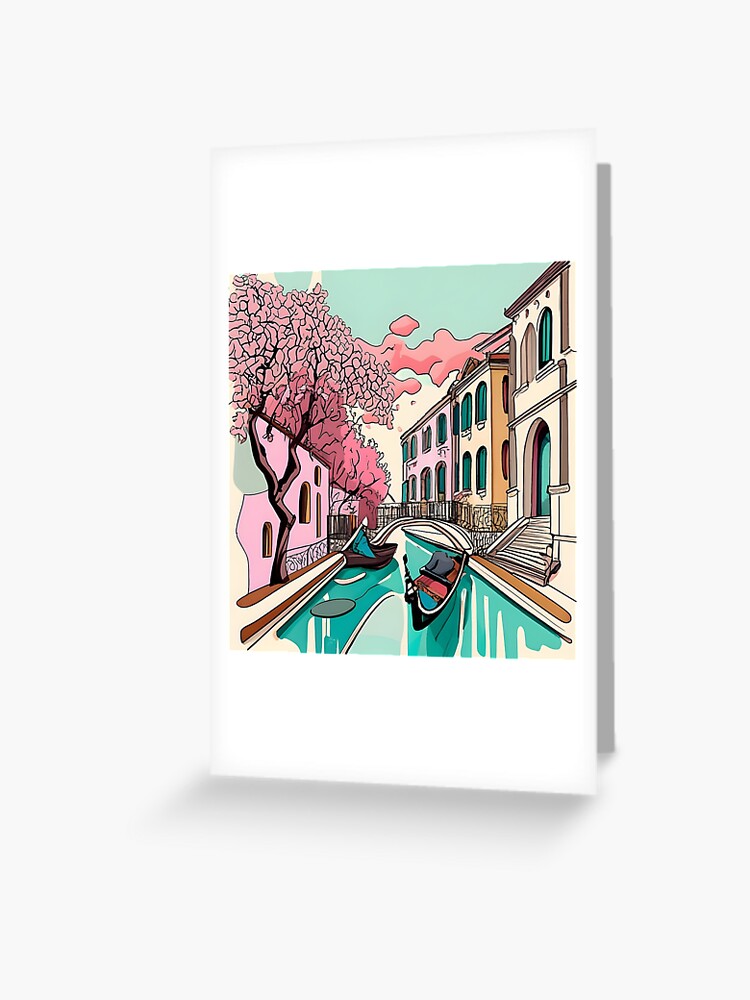 Thumbnail 1 of 2, Greeting Card, Old Traditional Venice House Ink Drawing designed and sold by Patricks-Art.