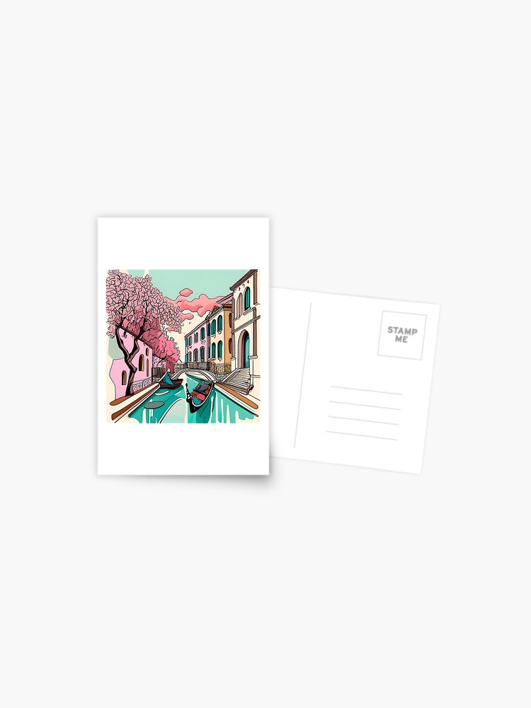 Thumbnail 1 of 2, Postcard, Old Traditional Venice House Ink Drawing designed and sold by Patricks-Art.