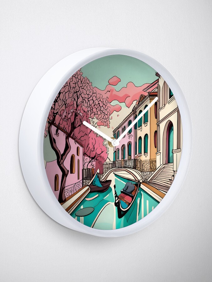 Thumbnail 1 of 4, Clock, Old Traditional Venice House Ink Drawing designed and sold by Patricks-Art.