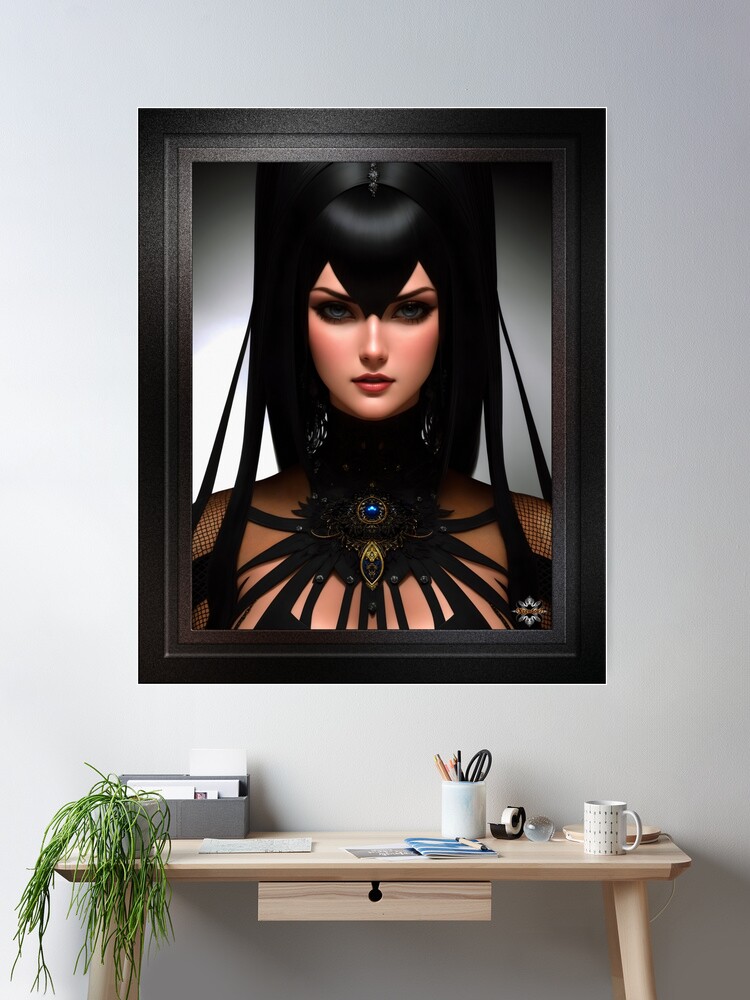 Topolov Fashion The Beauty Of Black The Beautiful Andradia Tanis AI Concept Art by Xzendor7 Wall Decor Poster