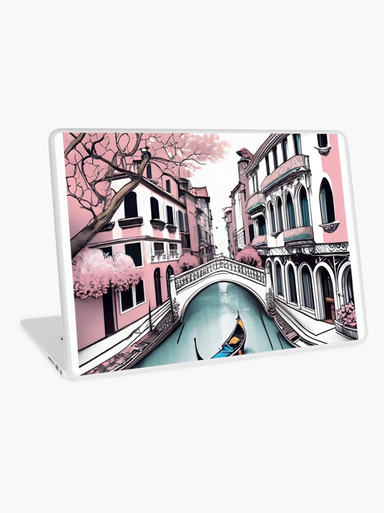 Thumbnail 1 of 2, Laptop Skin, Old Traditional Venice House Drawing designed and sold by Patricks-Art.