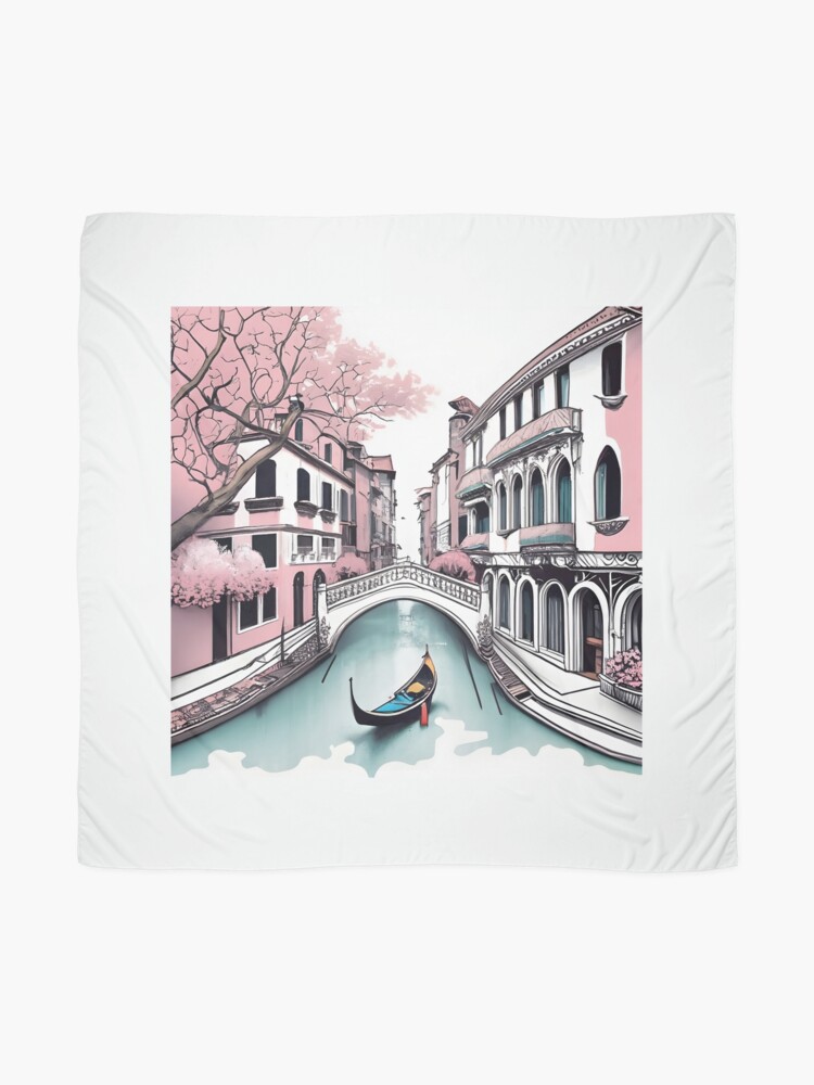 Thumbnail 2 of 3, Scarf, Old Traditional Venice House Drawing designed and sold by Patricks-Art.