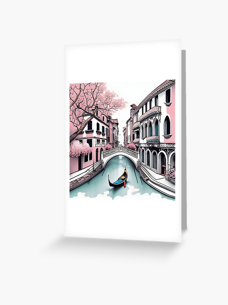 Thumbnail 1 of 2, Greeting Card, Old Traditional Venice House Drawing designed and sold by Patricks-Art.