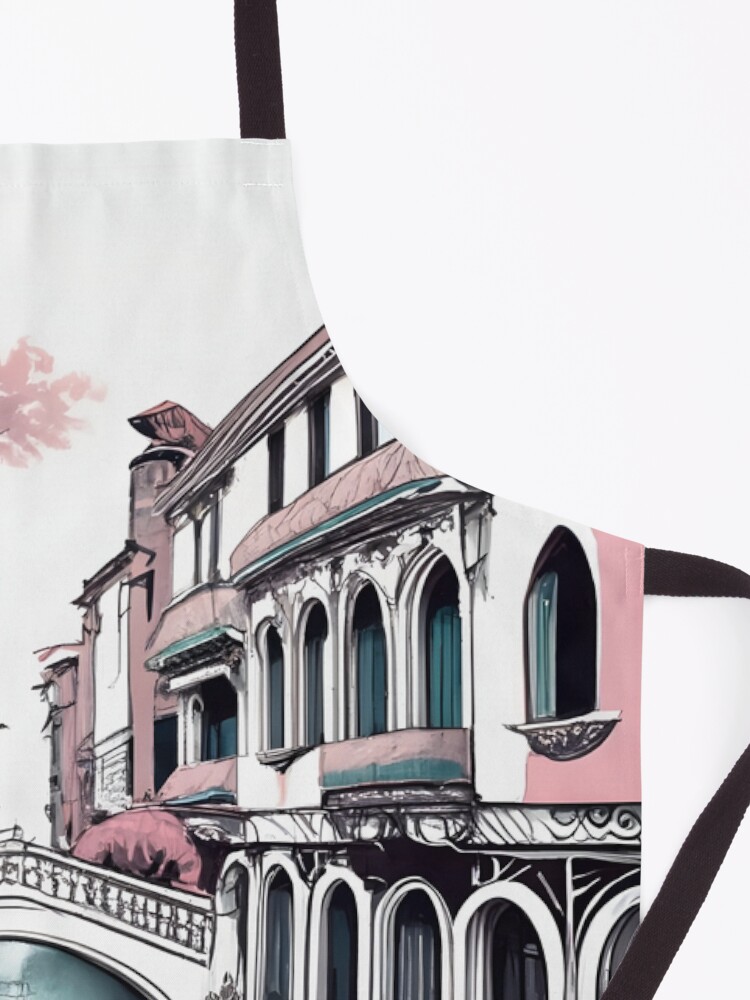Thumbnail 3 of 6, Apron, Old Traditional Venice House Drawing designed and sold by Patricks-Art.
