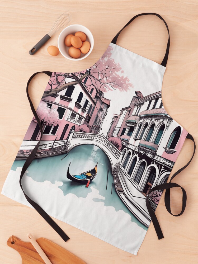 Thumbnail 1 of 6, Apron, Old Traditional Venice House Drawing designed and sold by Patricks-Art.