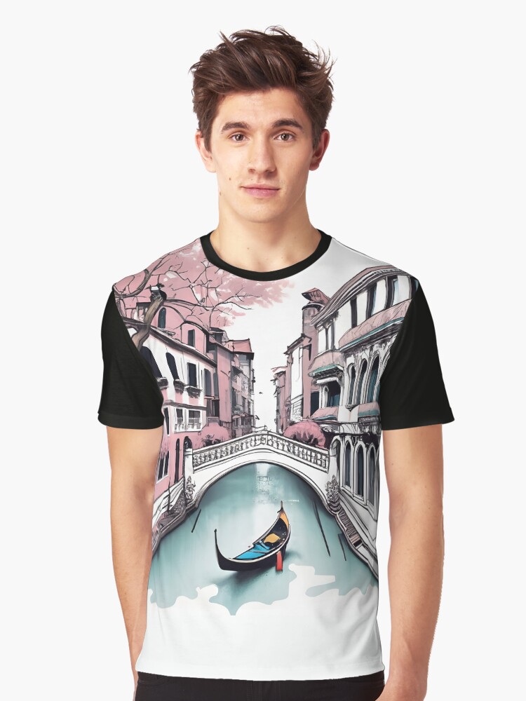 Thumbnail 1 of 5, Graphic T-Shirt, Old Traditional Venice House Drawing designed and sold by Patricks-Art.