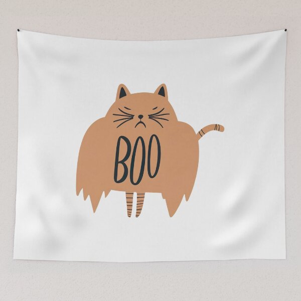 Item preview, Cute Nervous Boo Ghost Girl Cat Halloween designed and sold by witch-night.