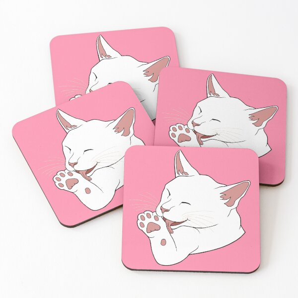 Item preview, White Cat Licking their Toe Beans  designed and sold by Deborah Camp.