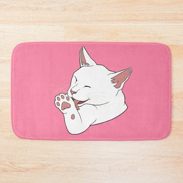 Item preview, White Cat Licking their Toe Beans  designed and sold by Deborah Camp.
