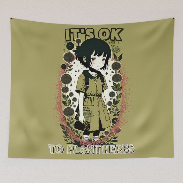 Item preview,  It's ok planting herbs Kawaii girl with herbs by CallisC Arts ⭐⭐⭐⭐⭐ designed and sold by CallisC-Arts.