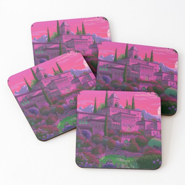 Item preview, The Alhambra, Granada, Spain, Pink-lilac, AI Generated Art - A Famous Monument of Islamic Architecture designed and sold by studioSharonKay.