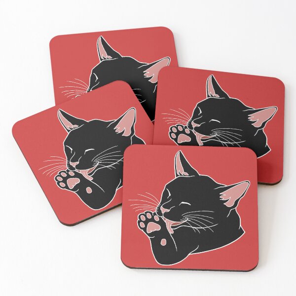 Item preview, Black Cat Licking their Toe Beans  designed and sold by Deborah Camp.