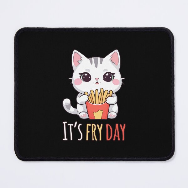 Item preview, Kawaii Cat Enjoying French Fries - It's Fry Day designed and sold by Ridaelb.