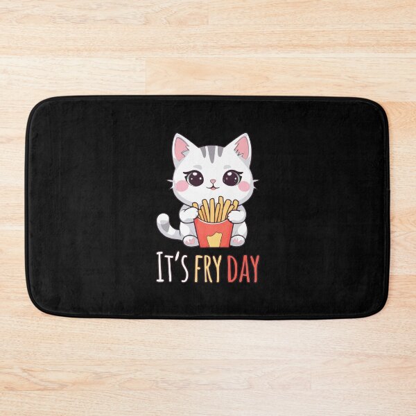 Item preview, Kawaii Cat Enjoying French Fries - It's Fry Day designed and sold by Ridaelb.