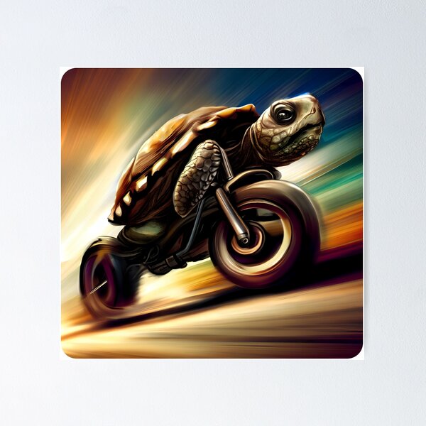 Item preview, Turtle driving a motorcycle at high speed designed and sold by MinimalMark.