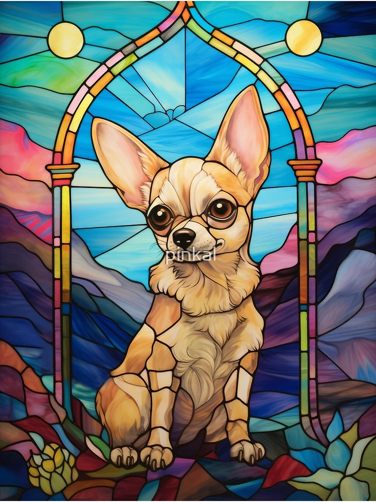 Tan And White Chihuahua Stained Glass buy