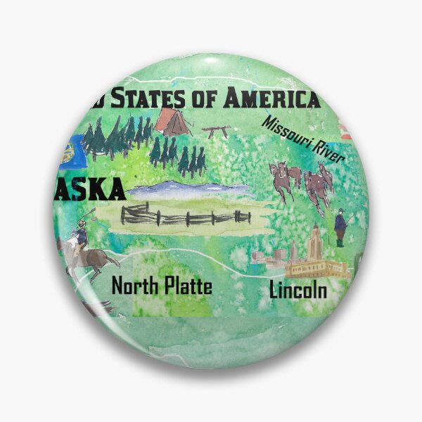 Item preview, Nebraska Illustrated US State Travel Map with Highlights designed and sold by artshop77.