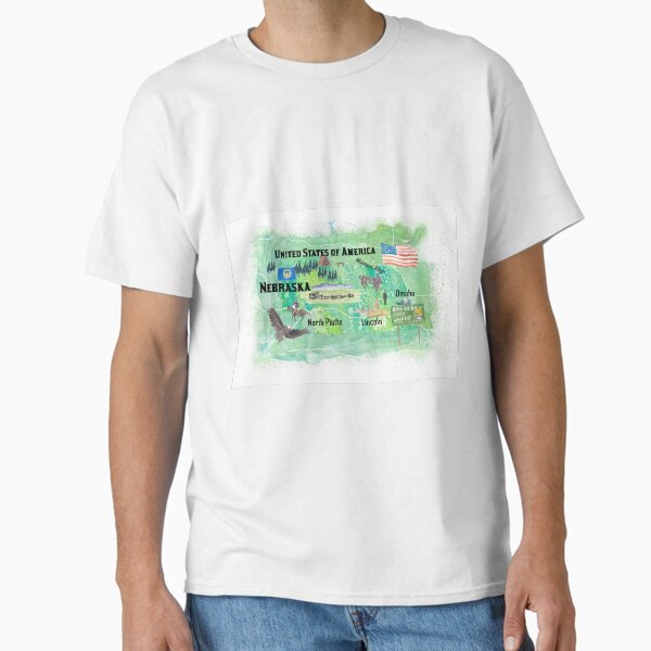 Item preview, Nebraska Illustrated US State Travel Map with Highlights designed and sold by artshop77.