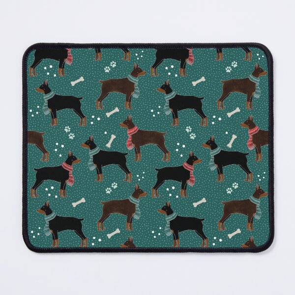 Item preview, Winter Dobermans in Scarves Pattern, Dark Green designed and sold by tanyadraws.