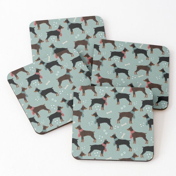 Item preview, Winter Dobermans in Scarves Pattern, Mint Green designed and sold by tanyadraws.