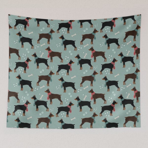 Item preview, Winter Dobermans in Scarves Pattern, Mint Green designed and sold by tanyadraws.