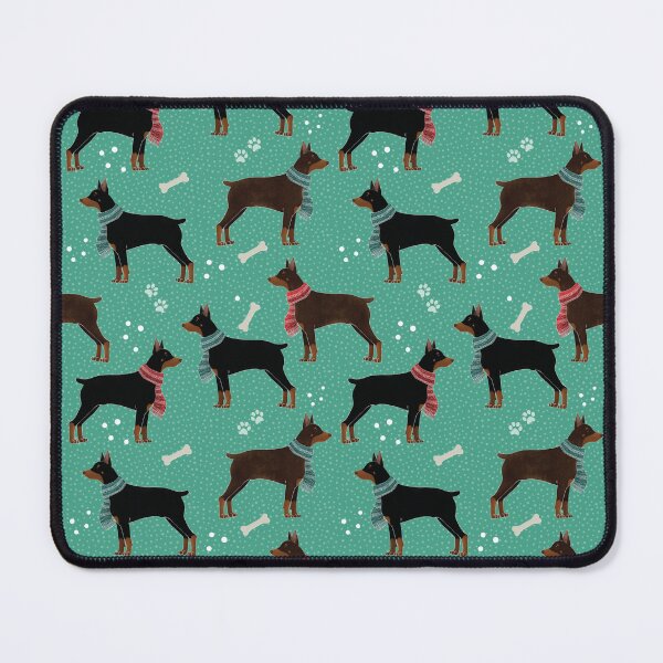 Item preview, Winter Dobermans in Scarves Pattern, Turquoise Green designed and sold by tanyadraws.