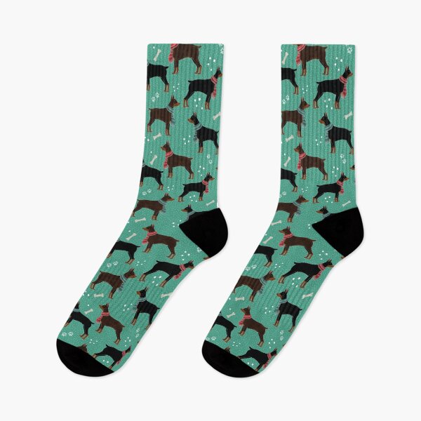 Item preview, Winter Dobermans in Scarves Pattern, Turquoise Green designed and sold by tanyadraws.