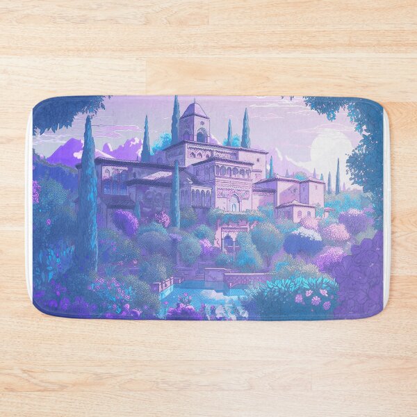 Item preview, The Alhambra, Granada, Spain, Blue-violet, AI Generated Art - A Famous Monument of Islamic Architecture designed and sold by studioSharonKay.