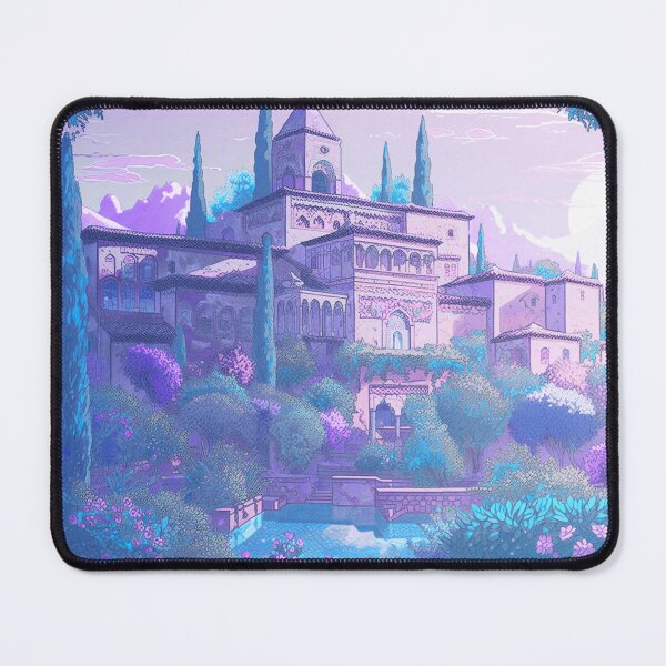 Item preview, The Alhambra, Granada, Spain, Blue-violet, AI Generated Art - A Famous Monument of Islamic Architecture designed and sold by studioSharonKay.