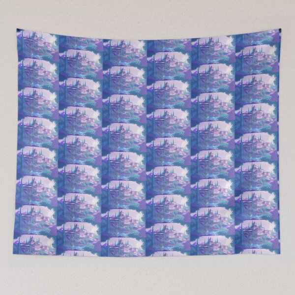 Item preview, The Alhambra, Granada, Spain, Blue-violet, AI Generated Art - A Famous Monument of Islamic Architecture designed and sold by studioSharonKay.