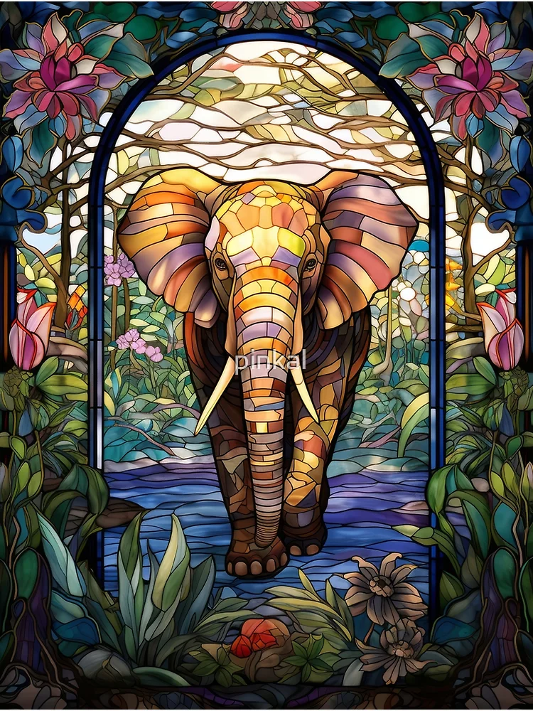 STAINED GLASS ELEPHANT - glass art - stained glass 2024 window hangings - Elephant suncatcher