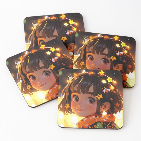 Item preview, Cute Starry Christmas Lights Anime Girl designed and sold by bubblegoth.