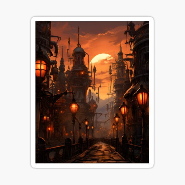 Item preview, Steampunk Cityscape | Sketch designed and sold by Shirtastically.