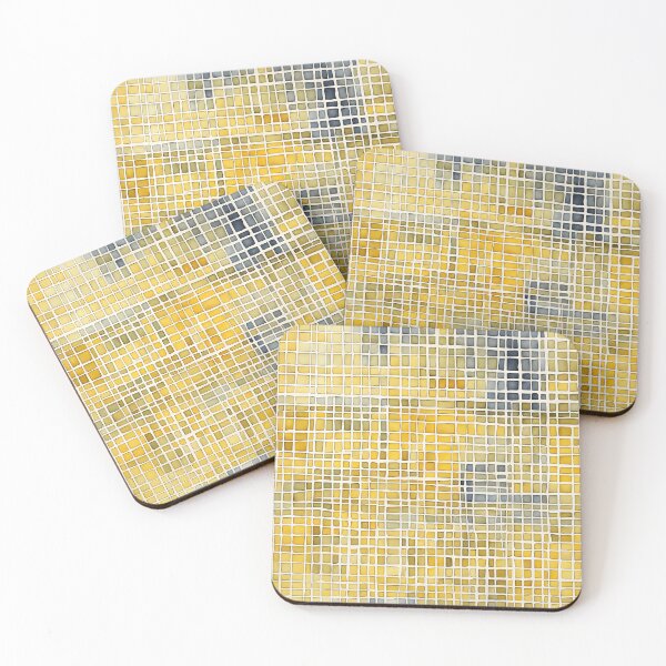 Item preview, Yellow and white abstract grid pattern designed and sold by patterncrow.